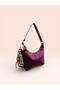 Zippered Shoulder Bag with Suede Scarf Detail - 6