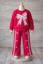 Girl's Suit Fleece-Lined Sets with Ribbon Details - 2