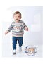 Baby Boy Transitional Sets |   Striped Teddy Bear Printed Sweatshirt & Sweatpants