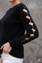 Black.Yu.Muş.Ak Textured Sleeves Tran.Spa.Ran Stone Embellished Round Neck Sak.Alı Stylish and Cool Knitwear - 5