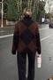 Brown Mock Neck Bakalava Pattern Women's Knitwear Sweater - 5