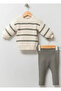 0-3-6-9 Months Striped Organic Cotton Knitwear Set - 2