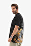 Unisex Crew Neck Printed Oversize T-Shirt - Black - 3