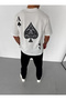 Unisex Crew Neck Printed Oversize T-Shirt - White - 2