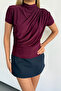 Women's Mock Neck Ruched Detail Blouse Plum - 25Y 2417 - 2