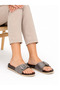 Prm 21501 Wood Look Single Buckle Casual Women's Slippers Home and Outdoor Slippers