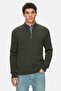 Palvin Khaki Half Zipper 100% Cotton Embroidered Standard Fit Men's Knitwear