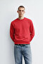 Men's Crew Neck Basic Red Sweatshirt
