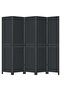 Room Divider 5 Panels Black Solid Wood Paulownia - 2