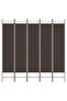 5-Panel Room Divider Brown 200x200 cm Fabric - 2