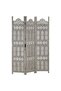 Hand carved 3-Panel Room Divider Grey 120x165 cm Solid Mango Wood