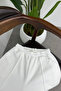 Women's White Ribbed Detailed Pocket Scuba Pants - 8