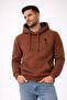 Men's Hooded 3 İplik İçi Şa Fleece-Lined Flow Brown Sweatshirt - 2