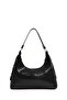 Crinkled Textured Black Shk82 Baguette Model Single Compartment Women's Faux Leather Hand and Shoulder Bag - 4