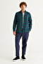 Green-Navy Blue Slim Fit Slim Fit Buttoned Collar 100% Cotton Lumberjack Shirt - 3