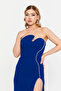 Women's Strapless Deep Slit Mermaid Formal Evening Dress 8266 Cobalt - 3