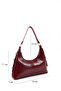 Crinkled Textured Burgundy Shk82 Baguette Model Single Compartment Women's Faux Leather Hand and Shoulder Bag - 2