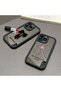 iPhone 11 Compatible Fall Resistant Black Silicone Case Mirror Face Ribbon Patterns - 8