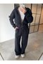 Black 100% Cotton Hooded Zipper Corded Fabric Sets- 51232 - 4