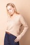Women's Knitwear V-Neck Long Sleeve Slit Sweater Blouse-Beige - 7