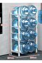 8 Bottles Storage Rack 4 Tier Reinforced Carbon Steel Heavy Duty 5-Gallon Water Cane Jug Holder Grey - 3