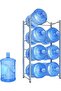 8 Bottles Storage Rack 4 Tier Reinforced Carbon Steel Heavy Duty 5-Gallon Water Cane Jug Holder Grey - 2