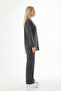 Women's Modal Fabric Two-Piece Set Relaxed Fit Long Sleeve Blouse & Wide Leg Pants - 3