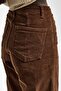 Women's Brown Color 26W5-42 Relax Fit Elastane Fabric Velvet Velvet Fabric Trousers - 2