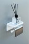Toilet Paper Holder with Adhesive Cover, Bathroom Toilet Roll Holder with Shelf Napkin Holder Organizer - 2