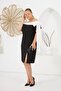 Plus Size Bow Detailed Evening Dress Black