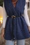 Navy Blue Waist-Tie Cashmere Vest - 3