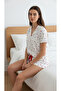 Women's Milan Fabric Cherry Pattern Pajama Shorts Set Short Sleeve Underwear - 7