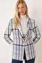 Women’s Blue-Purple Shawl Collar Paneled Sleeve Single-Button Jacket ARM-26K001087 - 2