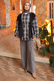 Paneled Plaid Shirt with Anthracite Scarf Detail - 2