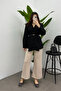 Women's Cream Elastic Waist Scuba Comfortable Cut Trousers