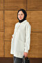 Women's Pocket and Collar Detail Half Zipper Sweatshirt White - 4