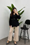Women's Cream Elastic Waist Scuba Comfortable Cut Trousers - 2