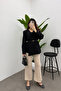 Women's Cream Elastic Waist Scuba Comfortable Cut Trousers - 4