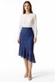 Women's Lace Navy Blue Midi Flared Floral Pattern Asymmetrical Cut Stylish Skirt - 2