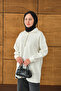 Women's Pocket and Collar Detail Half Zipper Sweatshirt White - 6