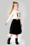 Girl's Cotton Ecru Black Appliqued Vest Skirt Set - 3 Pieces - 2