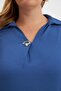 Collar Brooch Detailed Slit Plus Size Dress Indigo - 3