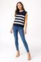 Striped Women's Sweater with Side Button Detail - 4