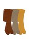 3-Piece Organic Cotton Baby Socks Combed Cotton Pantyhose for Girls and Boys (Tile Brown Mustard) - 3