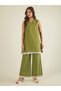 Women Green Cotton Poplin Lace Detailed Tunic with Pants Co-Ords