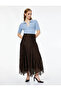 Asymmetric Cut Lace-Trimmed Brown Women's Skirt 6WAK10294EK