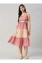 Woman Pink Paisley Print Tiered Kurta with Trousers Set