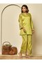 Women Green Embroidered Viscose Tunic and Pants Co-Ords - 2