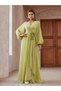 Women Pleated Flower Detail Balloon Sleeve Maxi Dress - 4