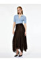 Asymmetric Cut Lace-Trimmed Brown Women's Skirt 6WAK10294EK - 2